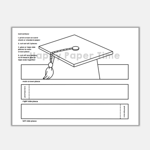 Graduation hat paper headband printable coloring made by teachers