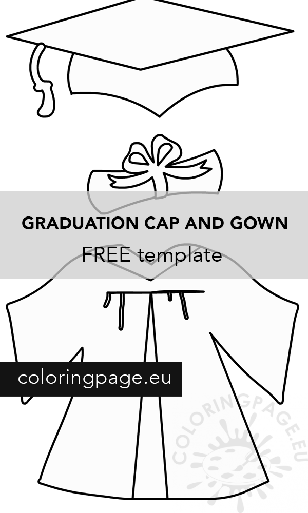 Graduation cap gown template coloring page