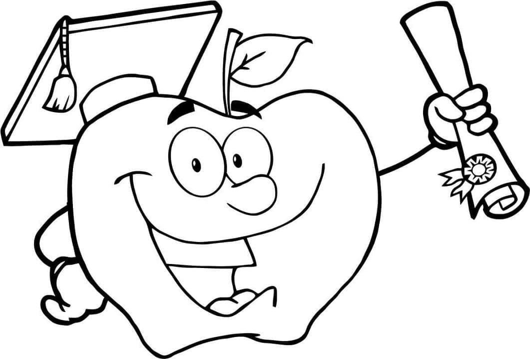 Apple graduation coloring page