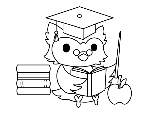 Printable cute graduation owl coloring page