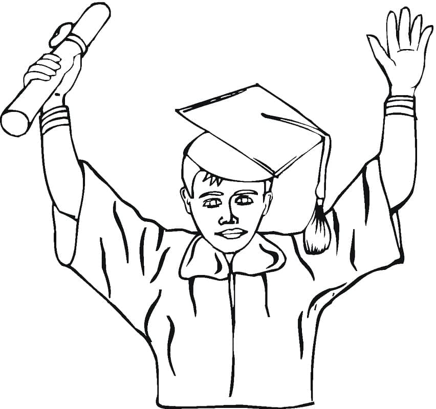 Boy graduation coloring page