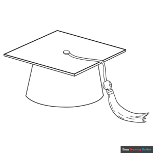 Graduation cap coloring page easy drawing guides