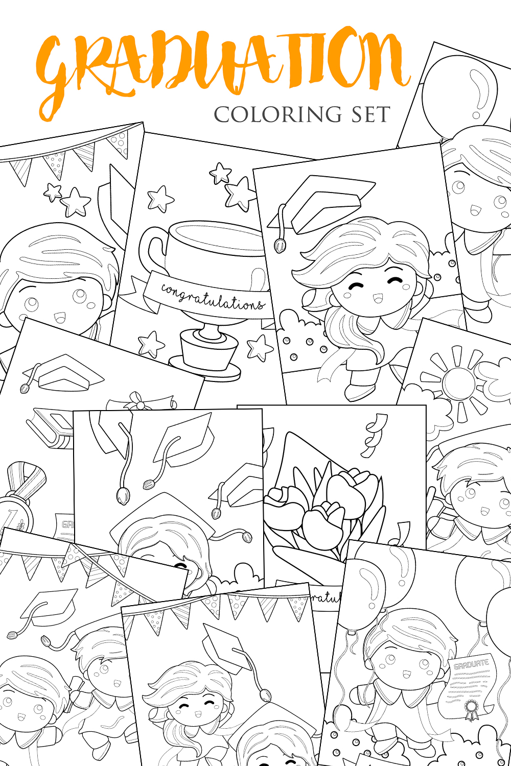 Happy kids celebration graduation party school coloring for kids and adult