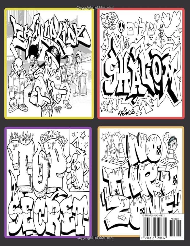 Graffiti style graffiti style coloring book street graffiti art hip hop coloring book mixed with doodles different styles coloring graffiti books