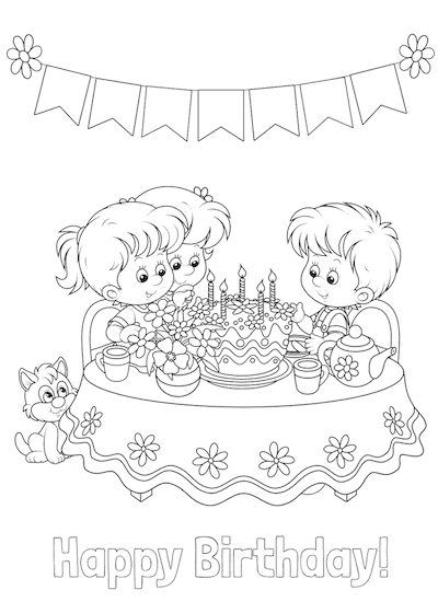 Free happy birthday coloring pages for kids