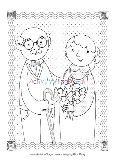 Happy grandparents day louring page