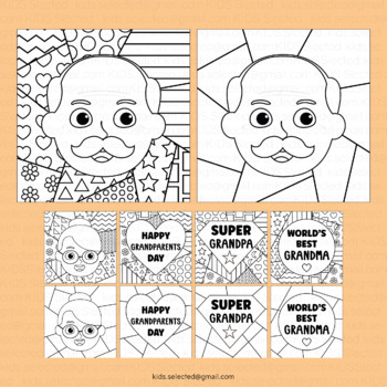 Grandparents day activities pop art coloring page craft pattern drawing sheets