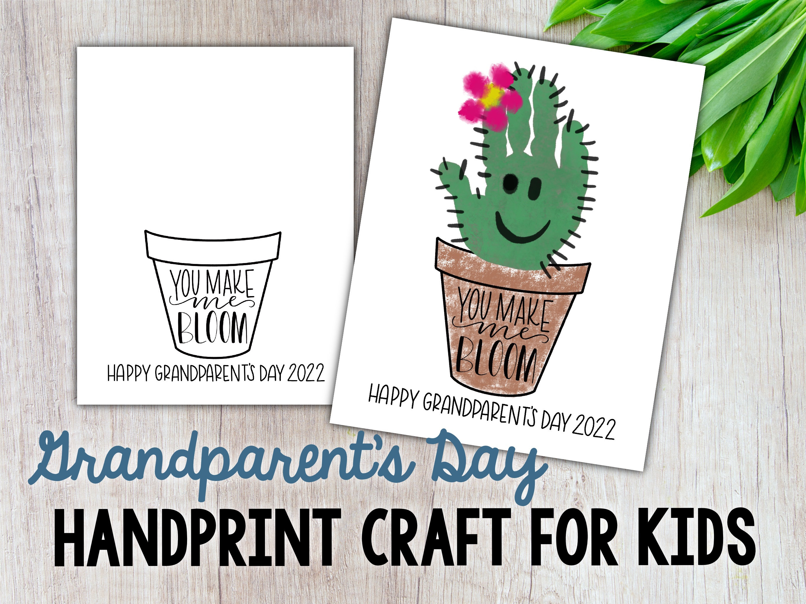 Grandparents day craft diy handprint craft grandparents day handprint cactus handprint digital download printable