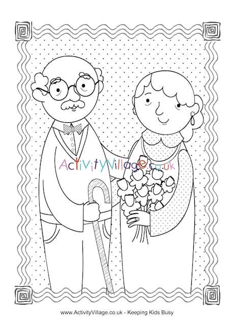 Happy grandparents day louring page