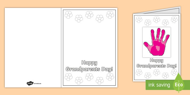 Grandparents day card template handprint gift