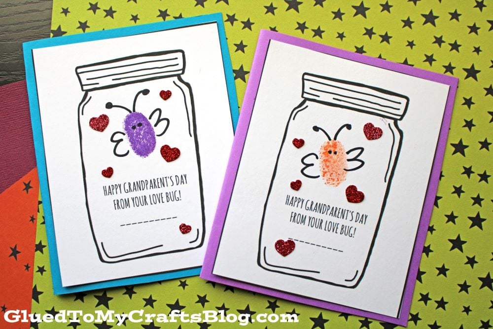 Thumbprint grandparents day love bug cards