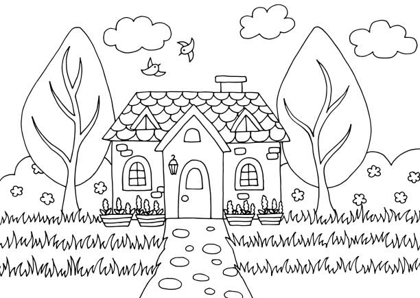 Grass coloring page stock illustrations royalty