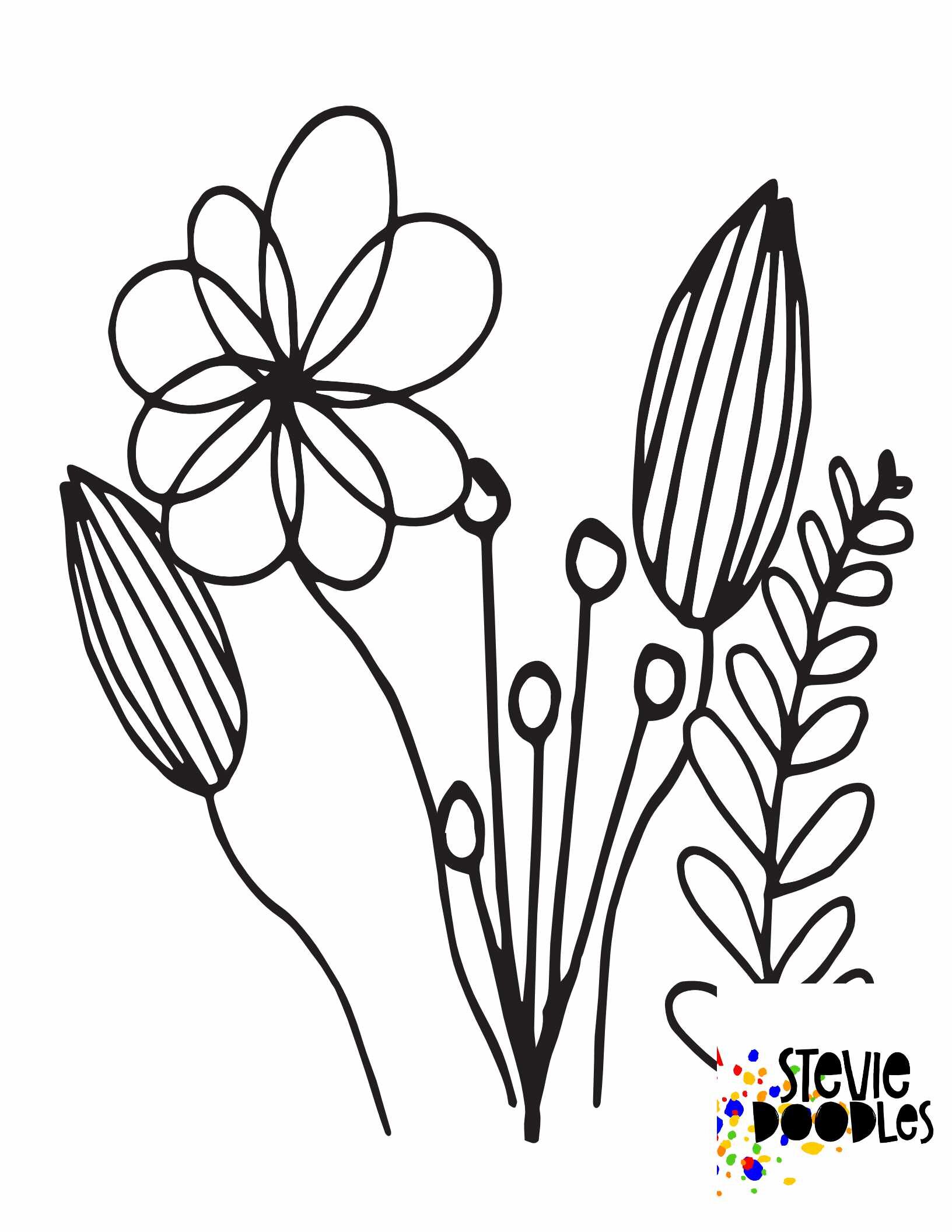 Free flower coloring pages â stevie doodles