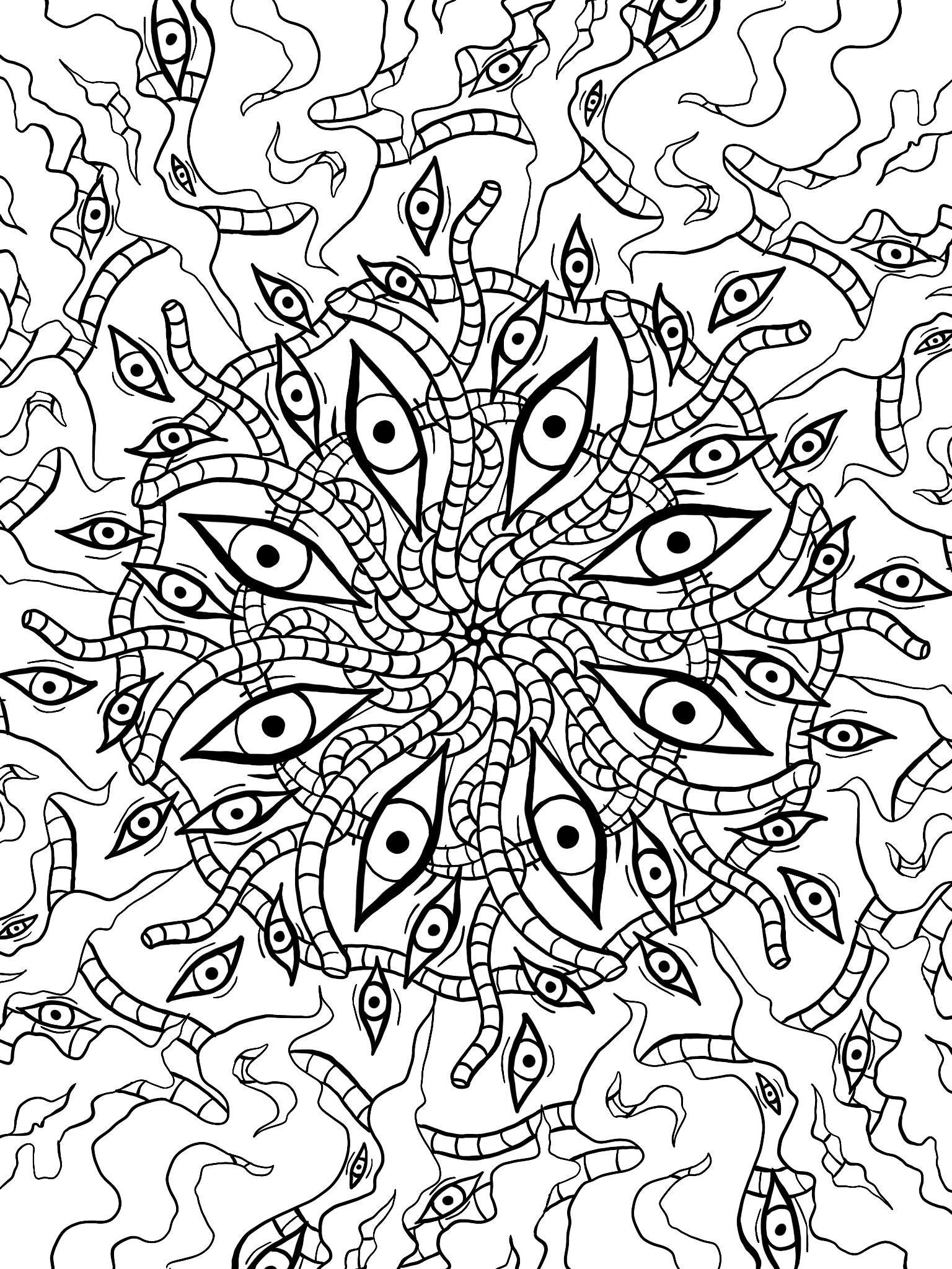 A fembo thats a himboy on x made a couple grateful deadprosciutto themed coloring pages playing around with the rotational symmetry tools in procreate if anyone wants to color them feel free