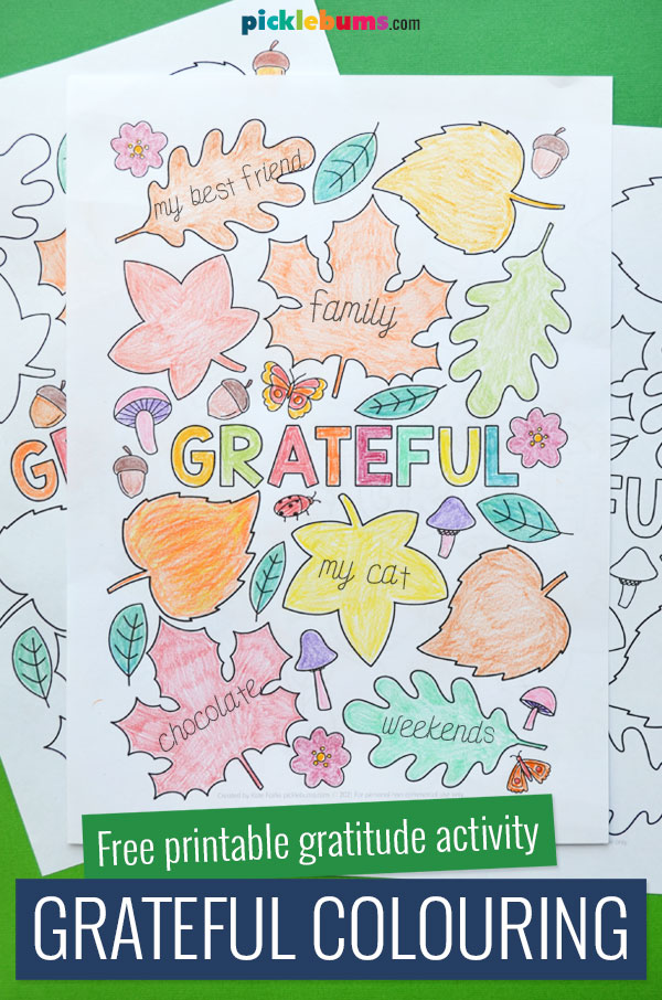 Grateful colouring page free printable