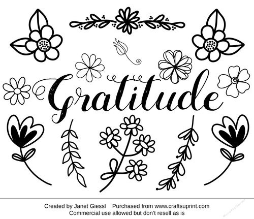 Gratitude coloring pagedigi stamp