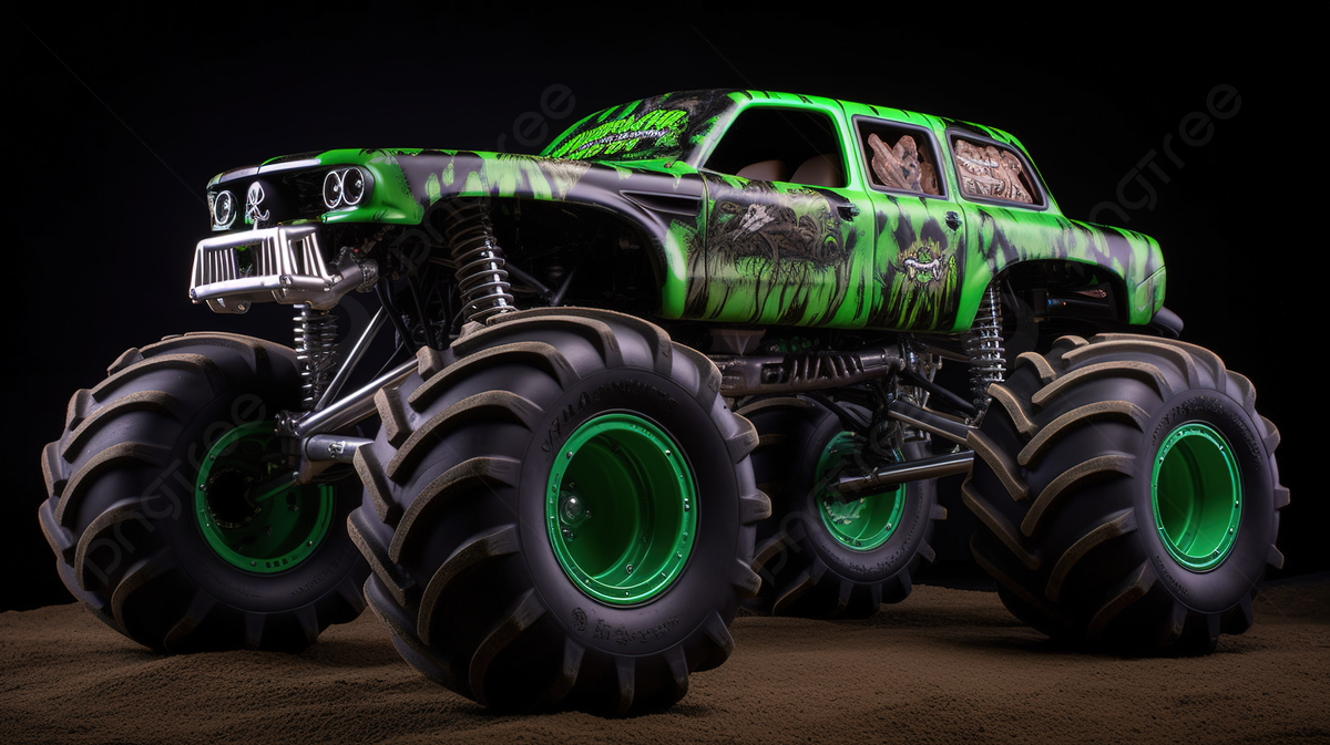 An image of a monster truck on dirt background picture of grave digger digger excavator background image and wallpaper for free download