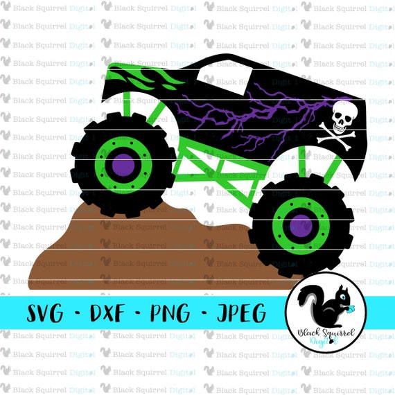 Monster truck party big truck motor madness truck jam lightening skull and bones svg clipart print cut file stencil dxf png jpg