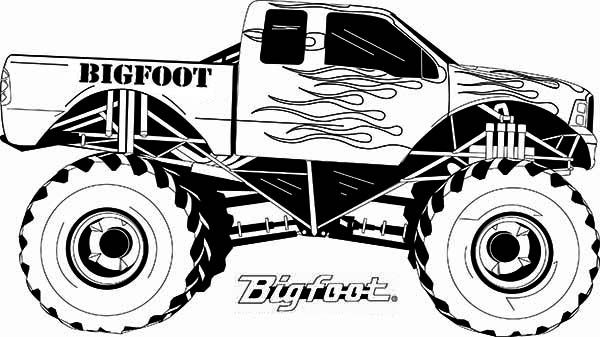 Monster truck monster truck bigfoot flames coloring page monster truck coloring pages monster truck drawing truck coloring pages