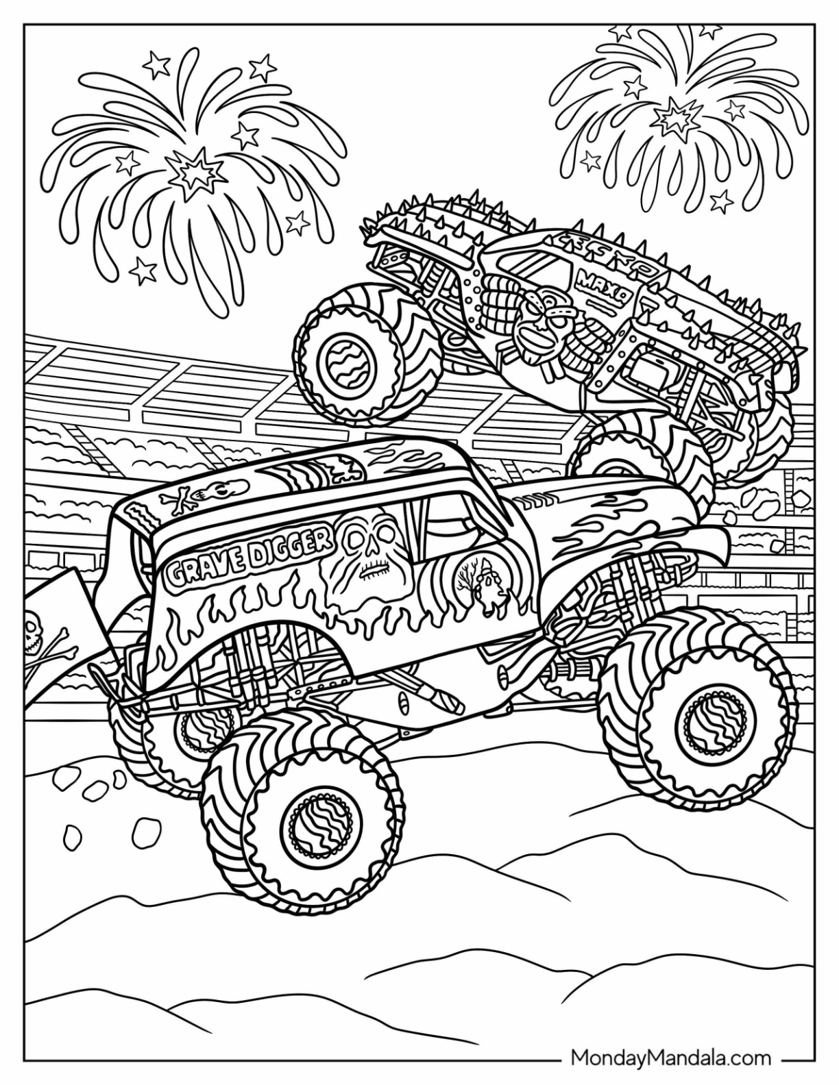 Monster jam coloring pages free pdf printables