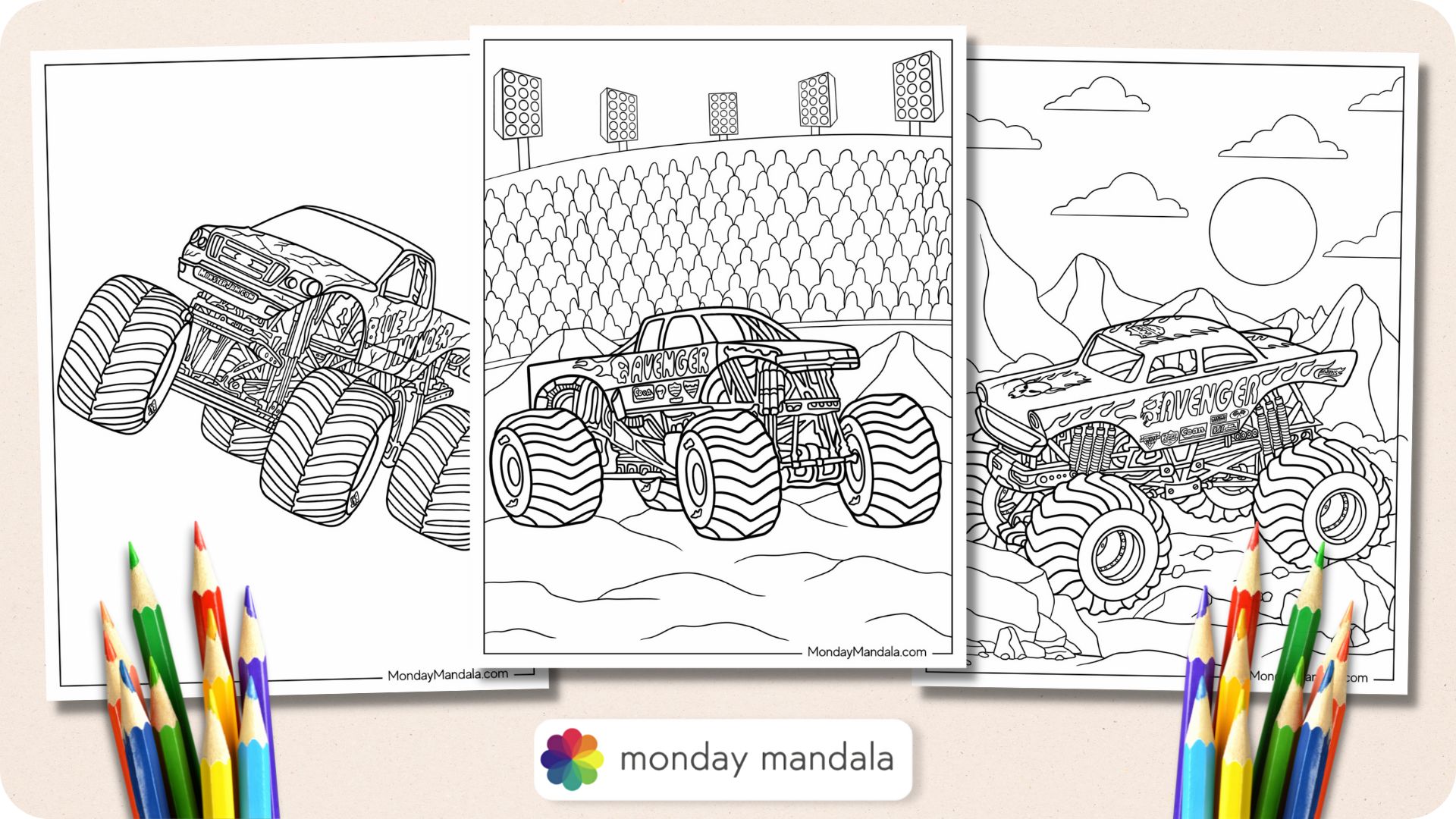 Monster jam coloring pages free pdf printables
