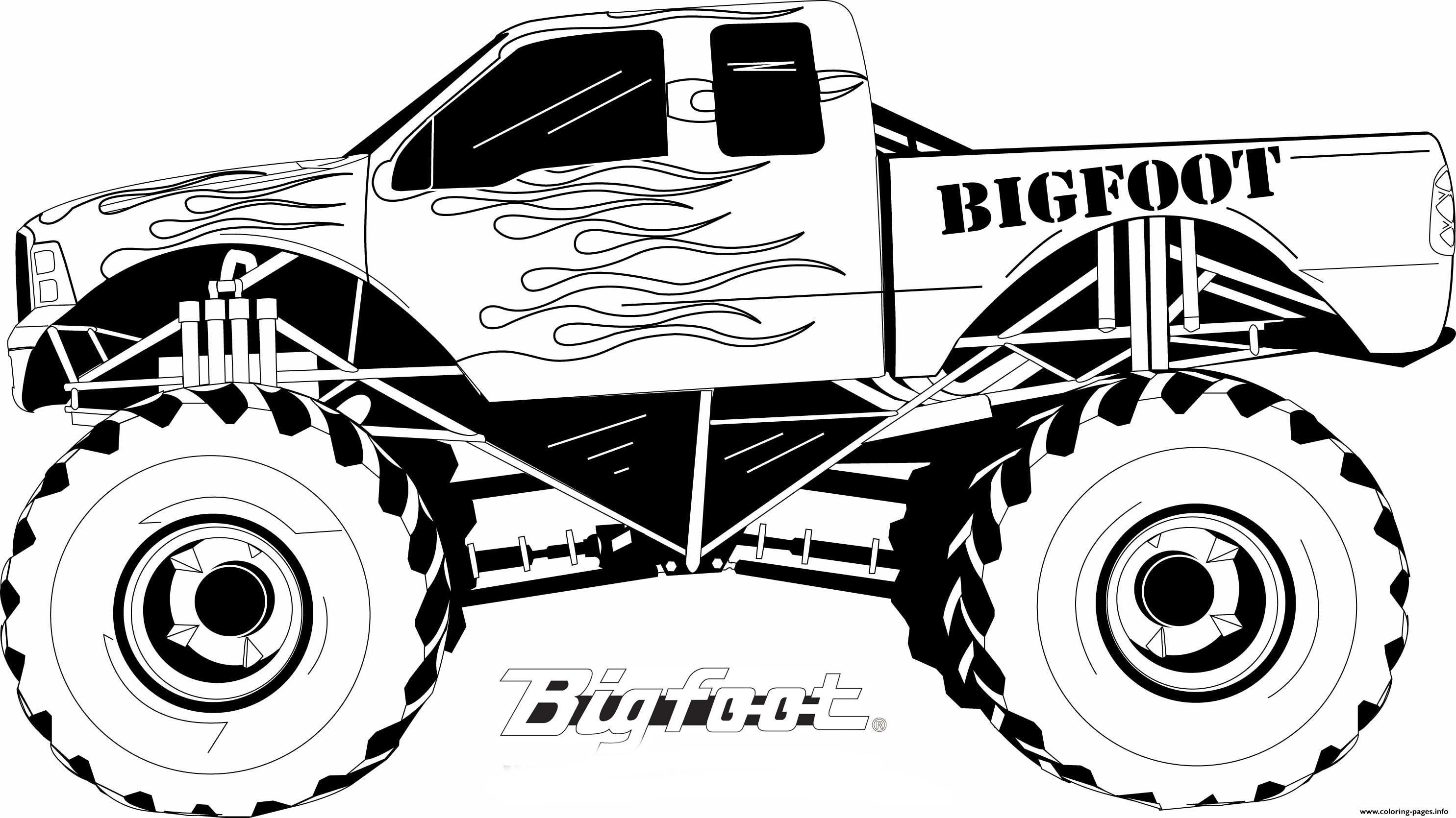 Monster truck bigfoot big foot kids coloring page printable
