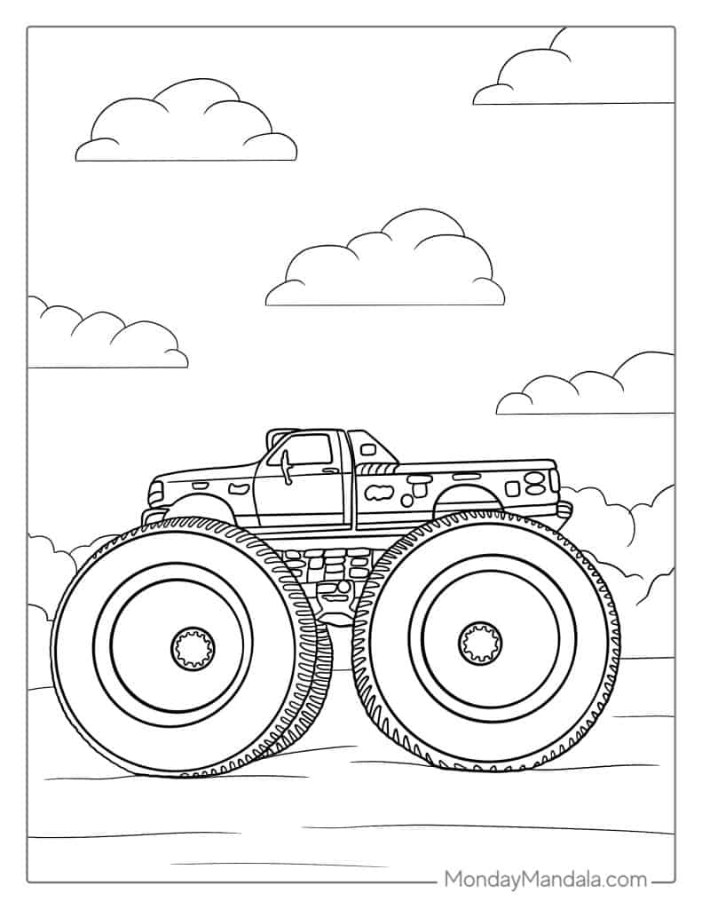 Monster truck coloring pages free pdf printables
