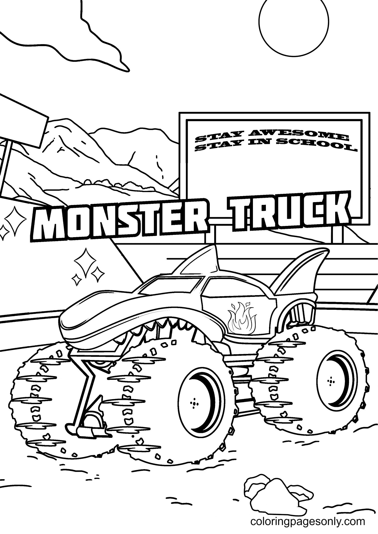 Monster truck coloring pages printable for free download