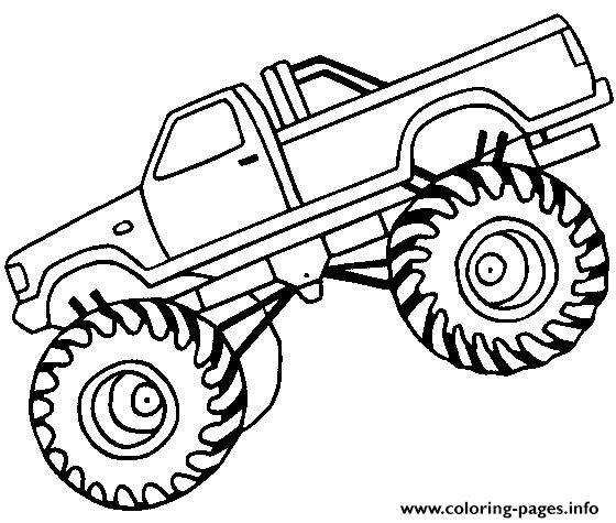 Easy monster truck big coloring page printable