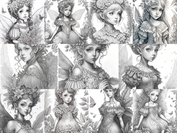 Beautiful fairies coloring pages dark forest printable adult coloring pages download grayscale illustration fairy gnomes