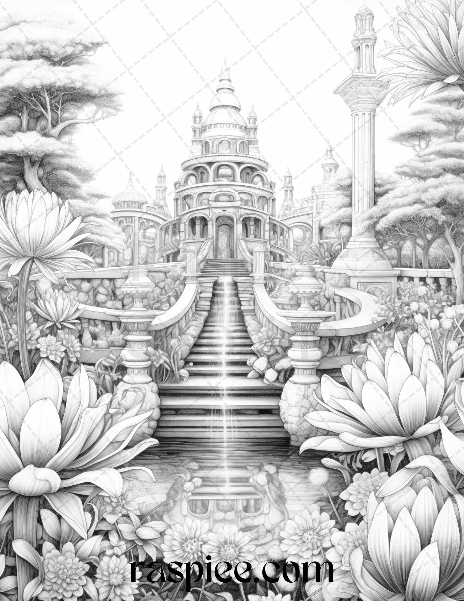Mystical world grayscale coloring pages printable for adults enchanti â coloring