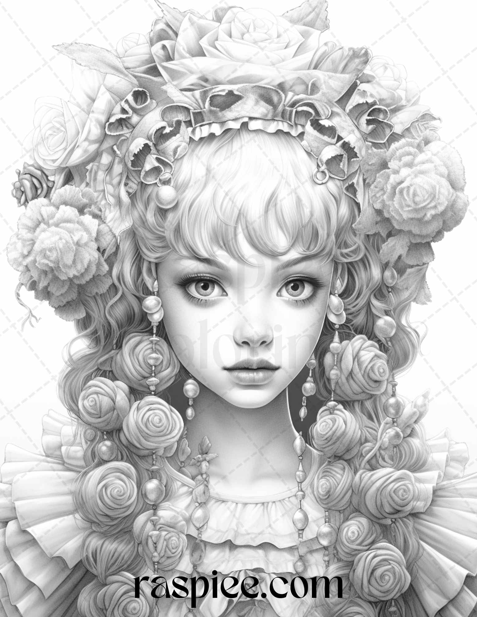 Cute decora girls grayscale coloring pages printable for adults kid â coloring