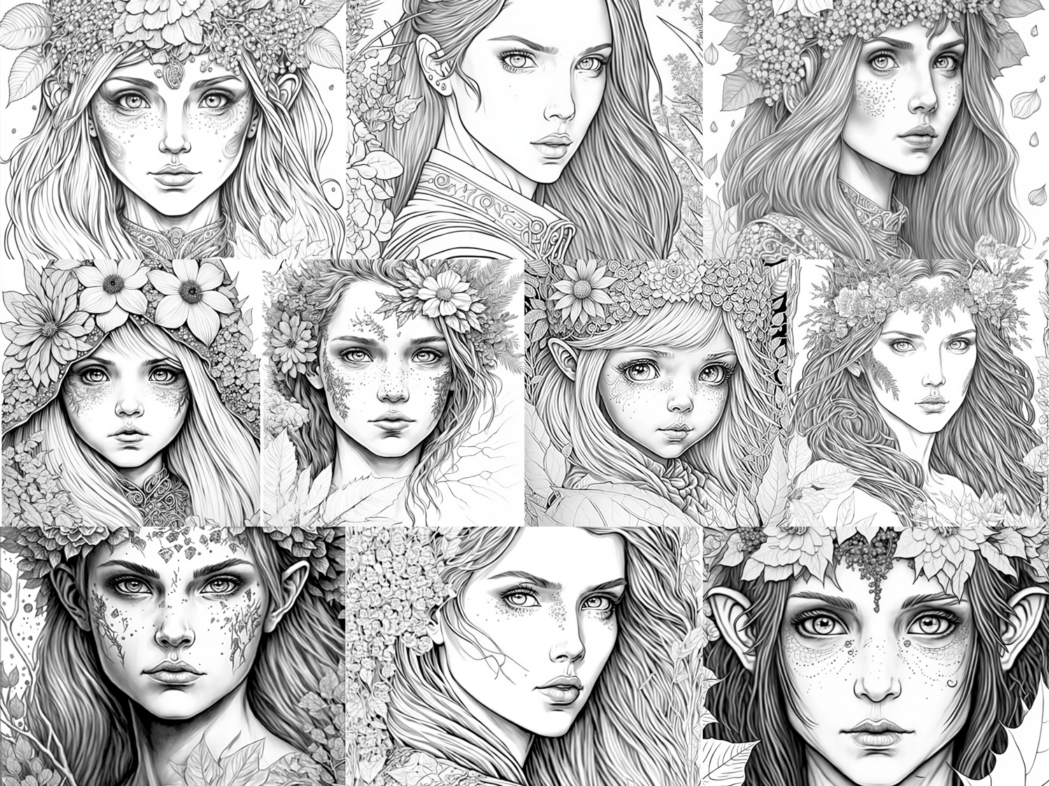 Goblins fairies gnomes orks dark forest vol coloring pages printable adult coloring pages download grayscale illustration printable