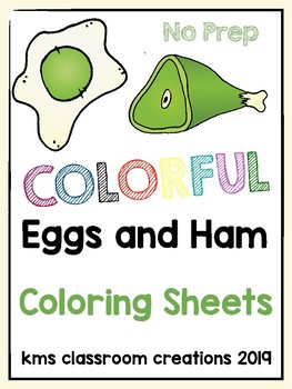 Green eggs and ham themed coloring sheets by kms classroom creations