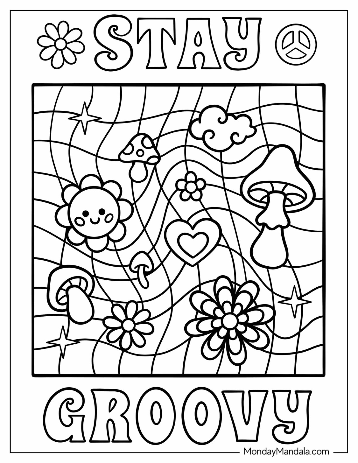 Hippie coloring pages free pdf printables