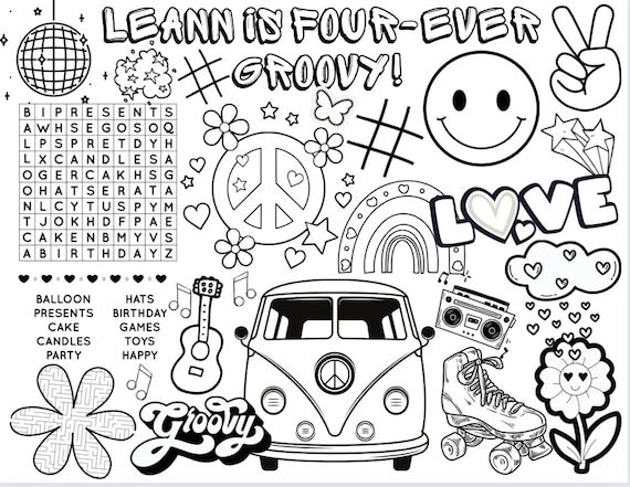 Customizable four ever groovy printable coloring page forever groovy groovy birthday groovy girl two groovy groovy one