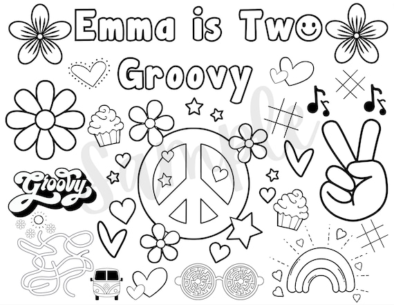 Customizable two groovy printable coloring page