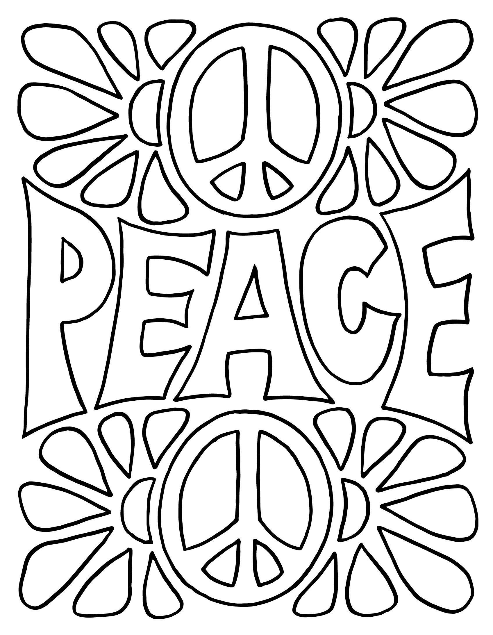Free peace sign coloring pages pdf to print