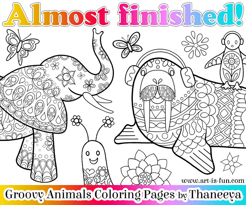 Sneak peek groovy animals coloring book by thaneeya mcardâ