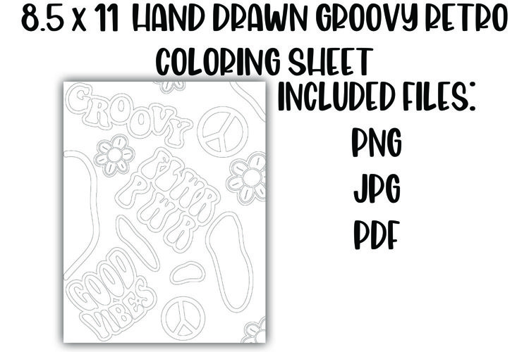 Groovy retro doodle coloring sheet