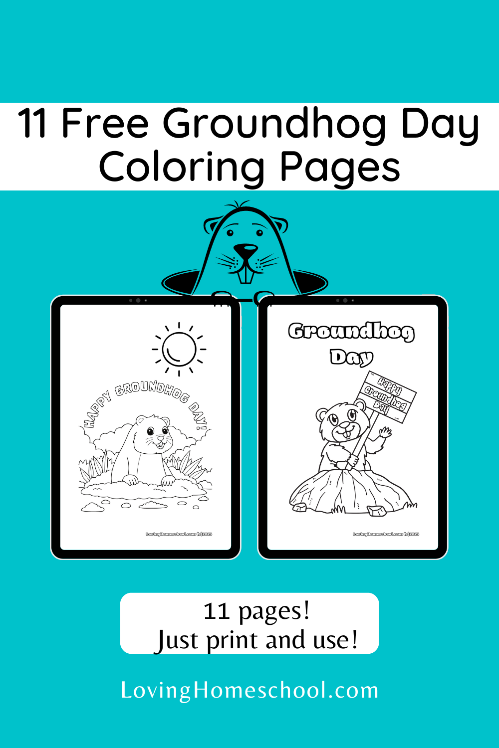 Free groundhog day coloring pages