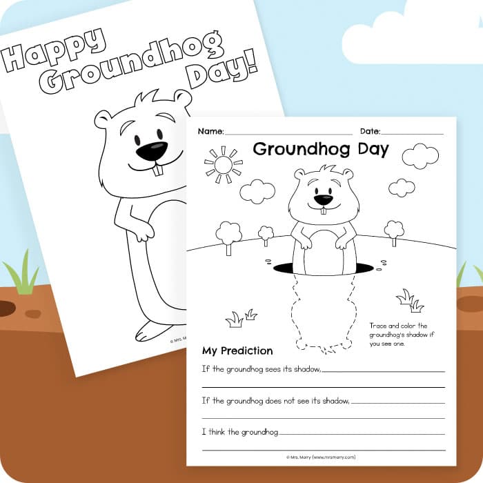 Groundhog day free printable coloring page mrs merry