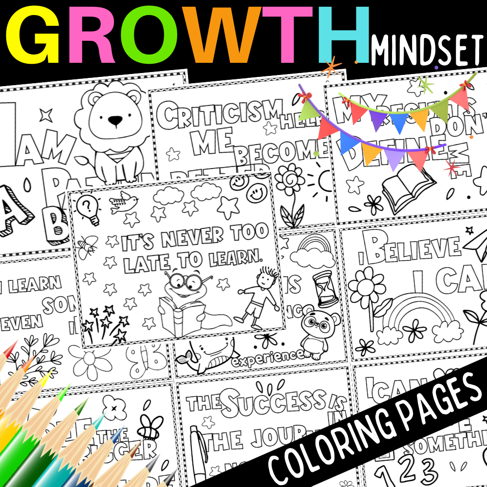 Growth mindset coloring pages back to school activities made by teachers