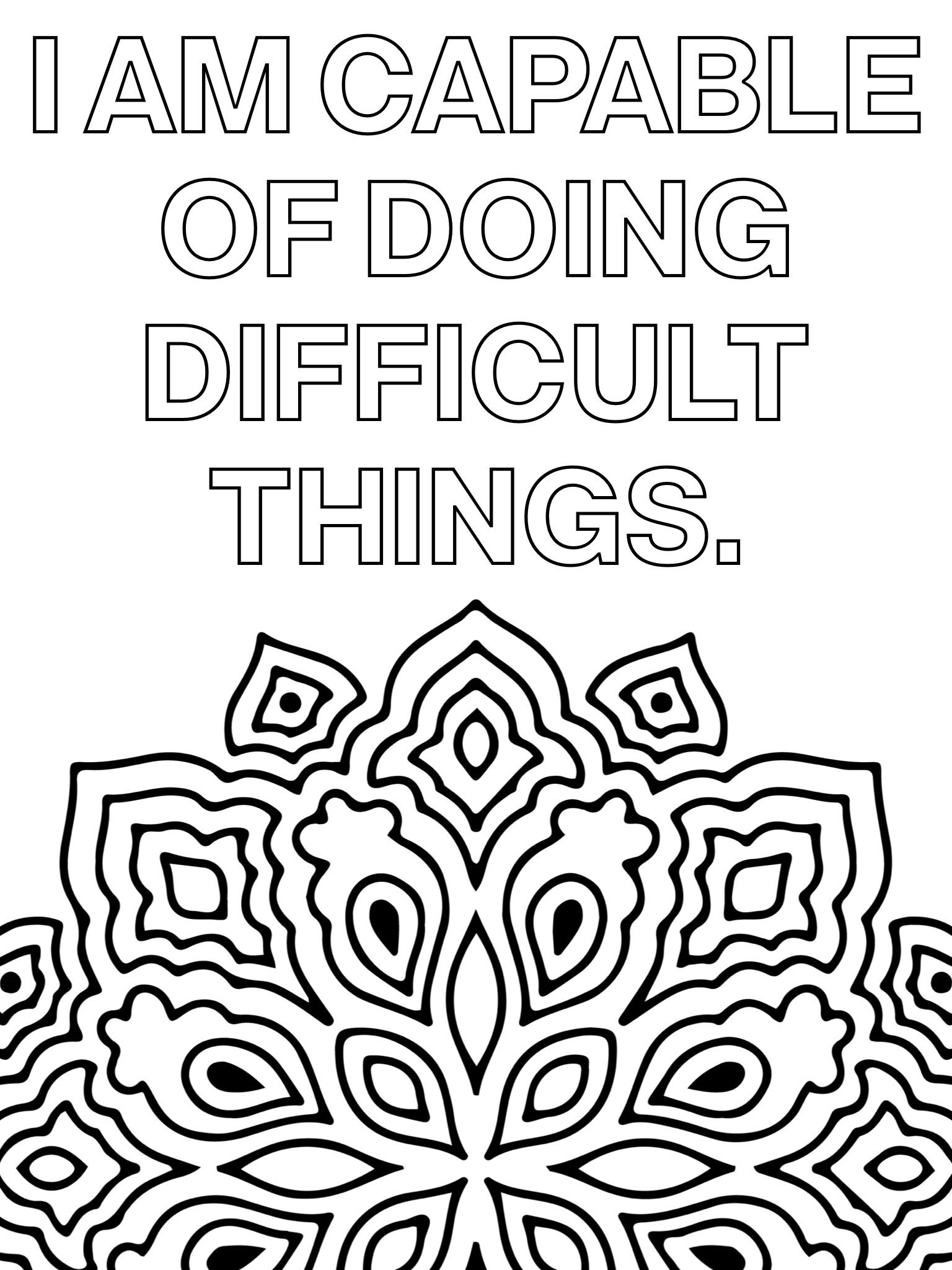 Growth mindset coloring pages printable mandala positive mindset quotes to color