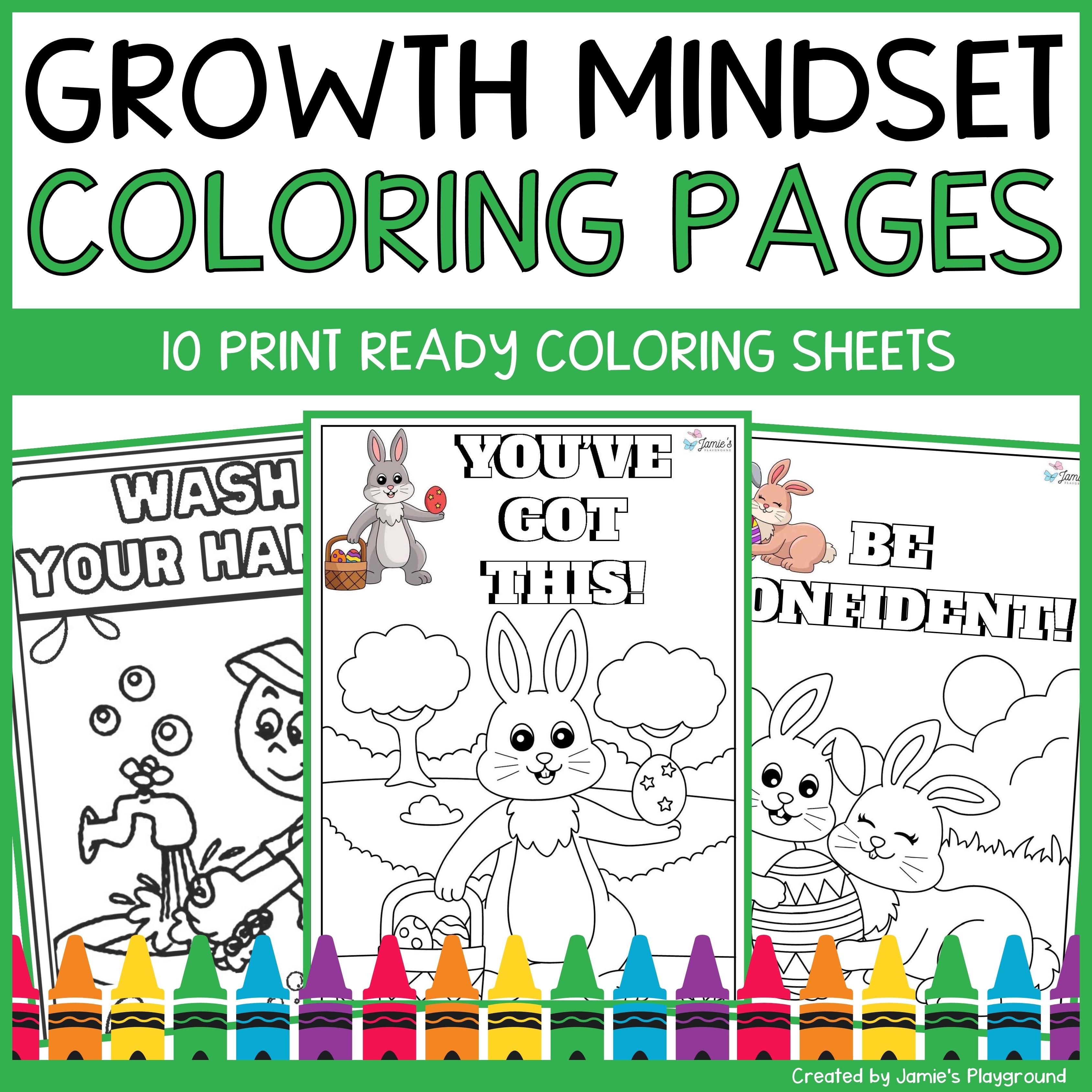 Growth mindset coloring pages and posters