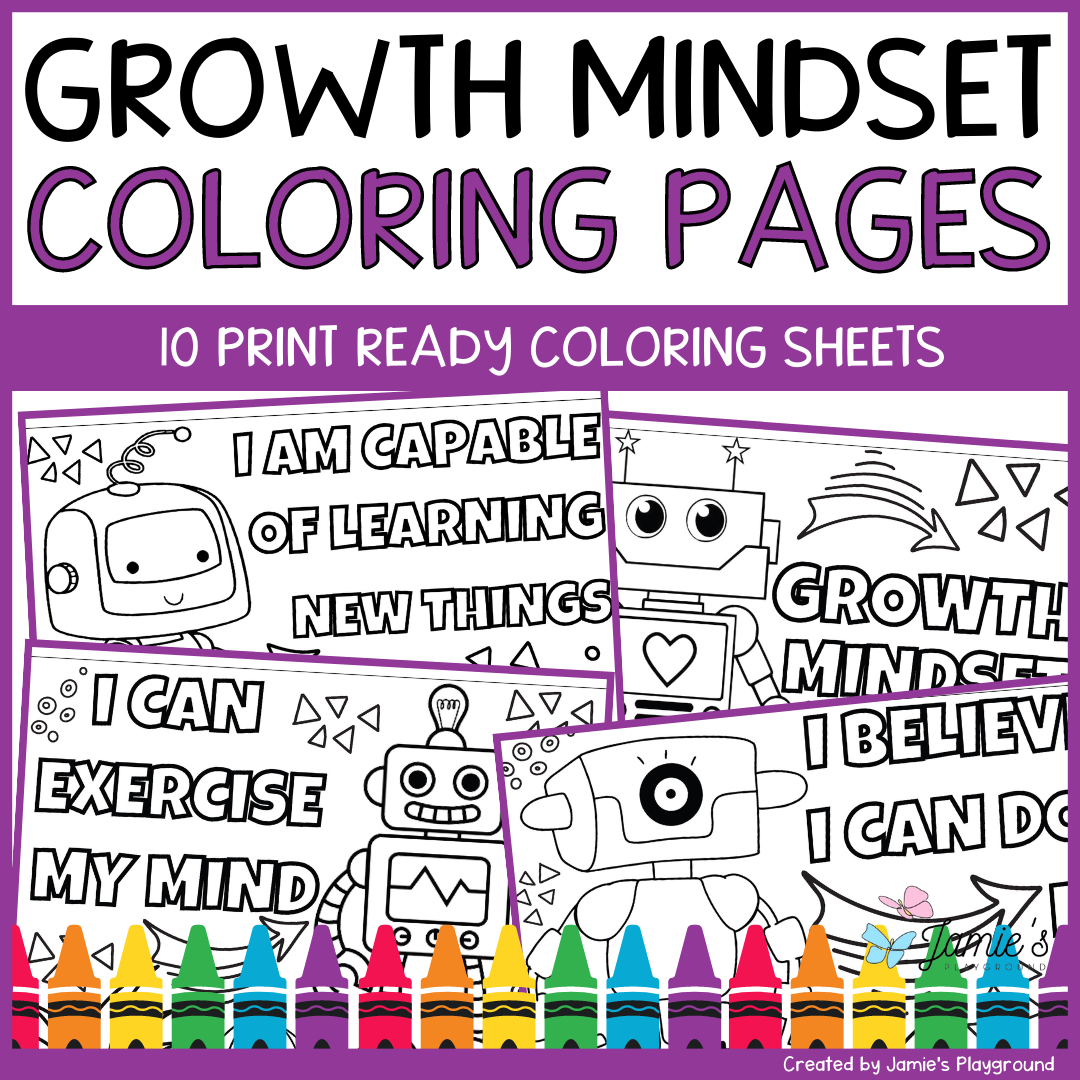 Growth mindset coloring pages and posters robot inspirational coloring
