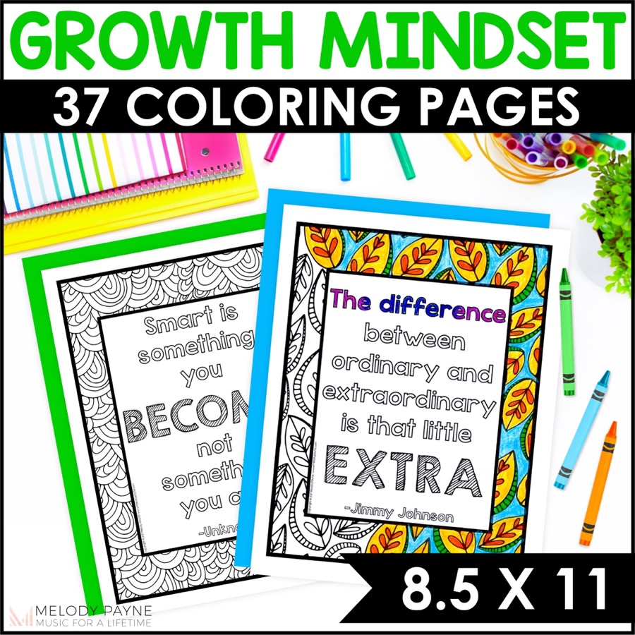 Growth mindset coloring pages and posters