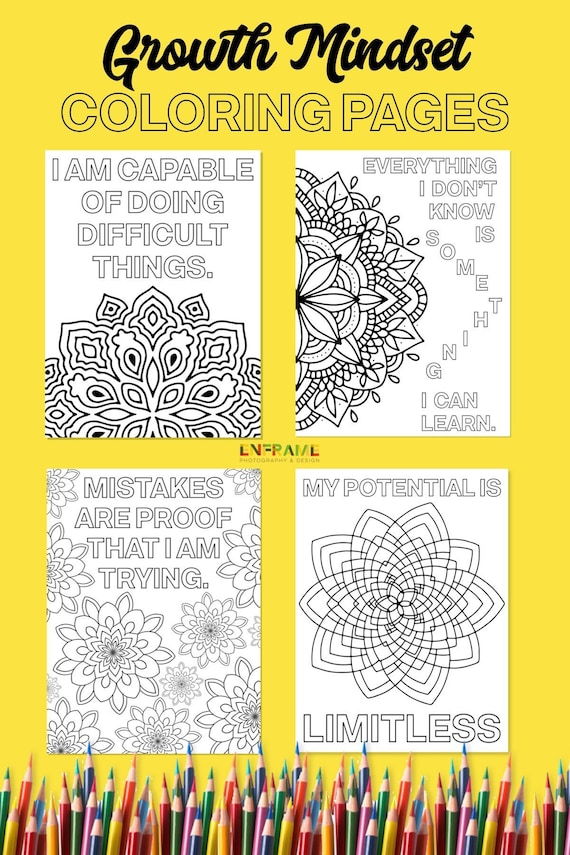 Growth mindset coloring pages printable mandala positive mindset quotes to color
