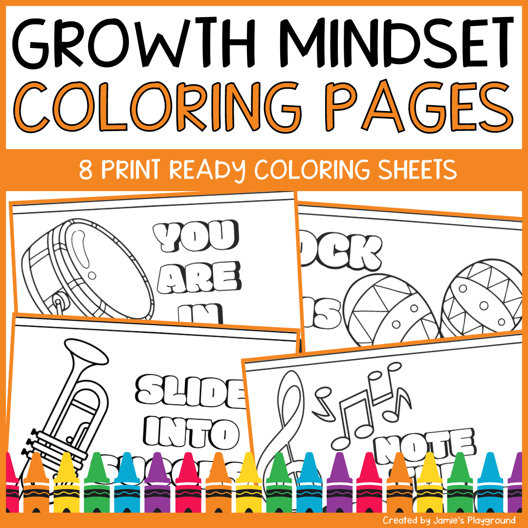 Growth mindset coloring pages and posters instruments inspirational coloring