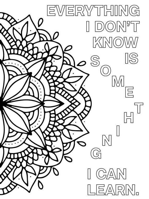 Growth mindset coloring pages printable mandala positive etsy quote coloring pages coloring pages inspirational coloring pages to print
